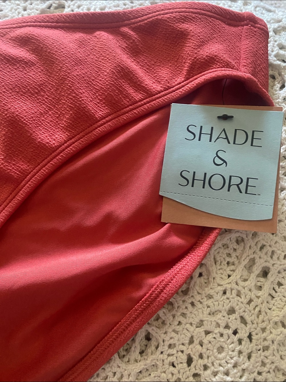 Shade & Shore Coral Textured Bikini Bottom Size L(12-14)
